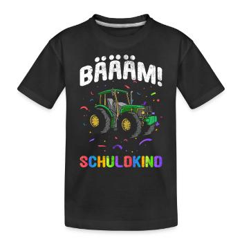 Einschulung | Bäääm! Schulkind - Kinder Premium Bio T-Shirt - Schwarz - Vorne