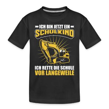 Einschulung Schulkind Schüler Jungen Geschenkidee - Kinder Premium Bio T-Shirt - Schwarz - Vorne