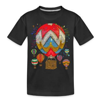 Heißluftballon - Kinder Premium Bio T-Shirt - Schwarz - Vorne