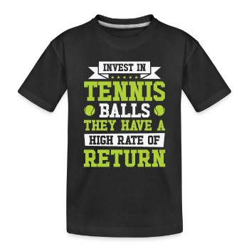 Joueur de tennis Raquette de tennis Balle de tennis - T-shirt bio Premium Enfant - noir - Devant