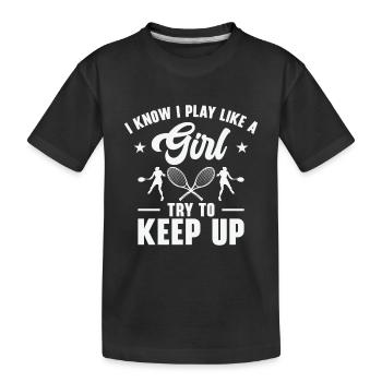 Joueur de tennis Raquette de tennis Balle de tennis - T-shirt bio Premium Enfant - noir - Devant