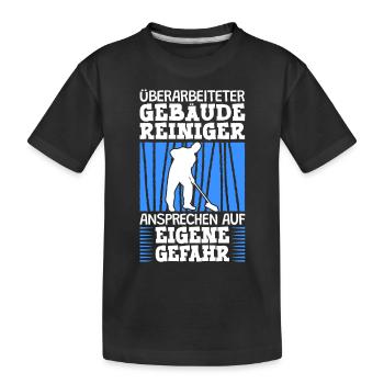 Überarbeiteter Gebäudereiniger Fensterputzer - Kinder Premium Bio T-Shirt - Schwarz - Vorne
