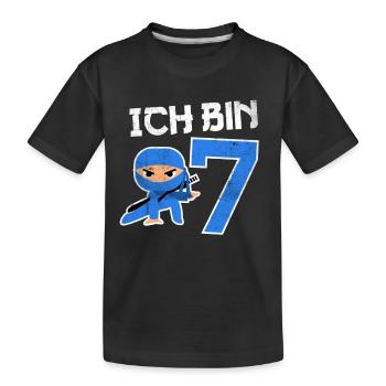 7. Geburtstag Ninja 7 Jahre Kindergeburtstag - Kinder Premium Bio T-Shirt - Schwarz - Vorne