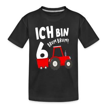 6. Geburtstag Jungs Traktor 6 Jahre - Kinder Premium Bio T-Shirt - Schwarz - Vorne