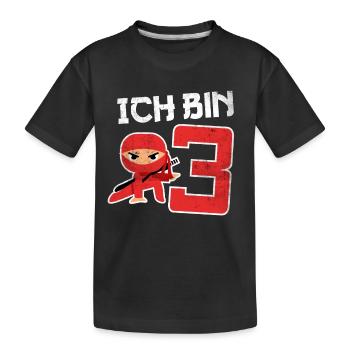 3. Geburtstag Ninja 3 Jahre Kindergeburtstag - Kinder Premium Bio T-Shirt - Schwarz - Vorne