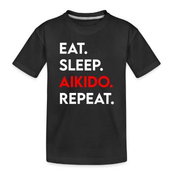 manger du sommeil aïkido répéter - T-shirt bio Premium Enfant - noir - Devant