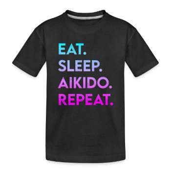 manger du sommeil aïkido répéter - T-shirt bio Premium Enfant - noir - Devant