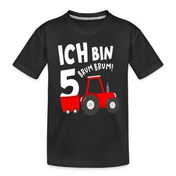 Kinder 5. Geburtstag Jungs Traktor 5 Jahre - Kinder Premium Bio T-Shirt - Schwarz - Vorne