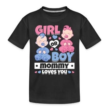 Fille ou garçon maman t’aime nouveau-né - T-shirt bio Premium Enfant - noir - Devant