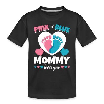 Maman rose ou bleue aime votre baby shower - T-shirt bio Premium Enfant - noir - Devant