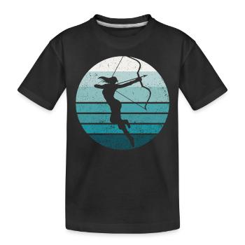 Archery Bow Archer Girl Retro - Kinder Premium Bio T-Shirt - Schwarz - Vorne