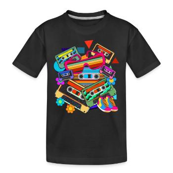 Achtziger Jahre Geschenkidee Retro Kassette - Kinder Premium Bio T-Shirt - Schwarz - Vorne