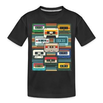Eighties Retro 80s Cassette - Kids' Premium Organic T-Shirt - black - Front