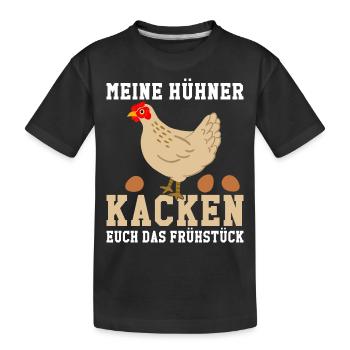 Ich liebe Hühner die Kacken Frühstück Hünerzüchter - Kinder Premium Bio T-Shirt - Schwarz - Vorne