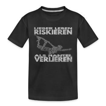 Lieber Leben riskieren, als Hantel verlieren. - Kinder Premium Bio T-Shirt - Schwarz - Vorne