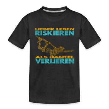 Lieber Leben riskieren, als Hantel verlieren. - Kinder Premium Bio T-Shirt - Schwarz - Vorne