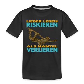 Lieber Leben riskieren, als Hantel verlieren. - Kinder Premium Bio T-Shirt - Schwarz - Vorne