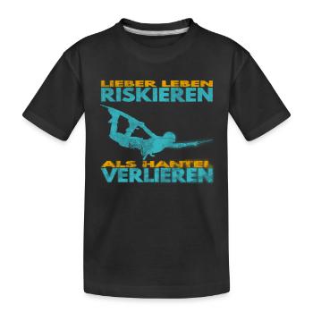 Lieber Leben riskieren, als Hantel verlieren. - Kinder Premium Bio T-Shirt - Schwarz - Vorne