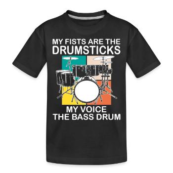 Batteur Drumsticks Drums Musiciens - T-shirt bio Premium Enfant - noir - Devant