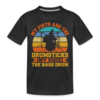 Batteur Drumsticks Drums Musiciens - T-shirt bio Premium Enfant - noir - Devant
