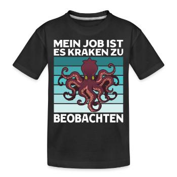 Meeresbiologe Kraken Meeresforscher Oktopus - Kinder Premium Bio T-Shirt - Schwarz - Vorne