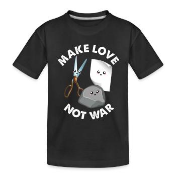 Make Love Not War Funny Rock Paper Scissors Game - Kids' Premium Organic T-Shirt - black - Front