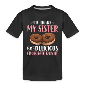 J’échange ma sœur contre des beignets | Beignet - T-shirt bio Premium Enfant - noir - Devant