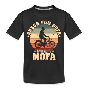 Arsch vom Sofa rauf aufs Mofa - Kinder Premium Bio T-Shirt - Schwarz - Vorne