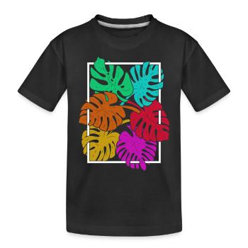 Monstera Deliciosa coloré Feuilles Plante Monstera - T-shirt bio Premium Enfant - noir - Devant