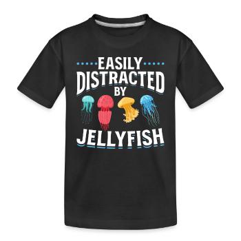 Quallen, die ich leicht von Quallen abgelenkt habe - Kinder Premium Bio T-Shirt - Schwarz - Vorne