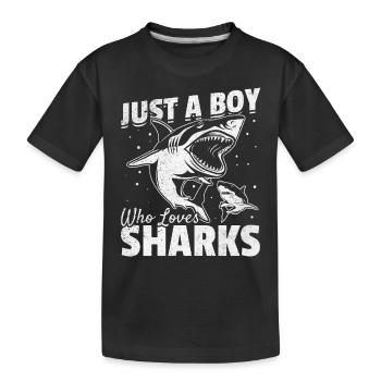 Great White Shark Sharkfish Ich bin nur ein Junge, - Kinder Premium Bio T-Shirt - Schwarz - Vorne