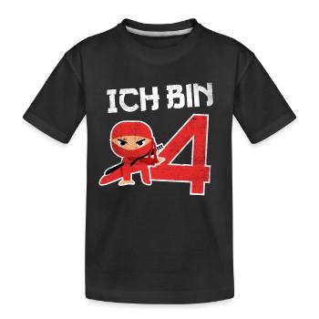 4. Geburtstag Ninja 4 Jahre Kindergeburtstag - Kinder Premium Bio T-Shirt - Schwarz - Vorne