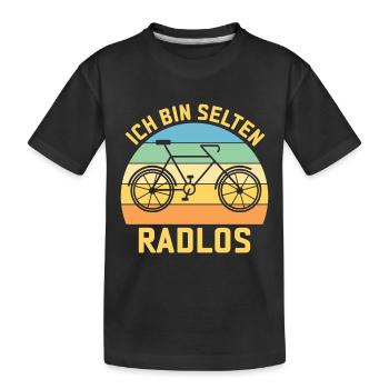 Ich bin selten Radlos - Kinder Premium Bio T-Shirt - Schwarz - Vorne