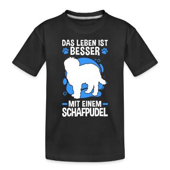 Leben mit Schafpudel zotthaariger Hütepudel - Kinder Premium Bio T-Shirt - Schwarz - Vorne