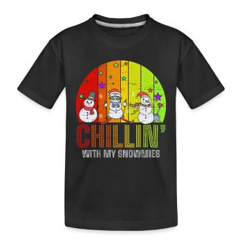Chillin' With My Snowmies Santa Claus Schneemann - Kinder Premium Bio T-Shirt - Schwarz - Vorne
