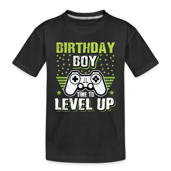 Birthday Boy Time To Level Up Video Games Online G - Kinder Premium Bio T-Shirt - Schwarz - Vorne
