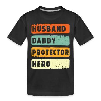 Husband Papa Protector Hero - Kids' Premium Organic T-Shirt - black - Front