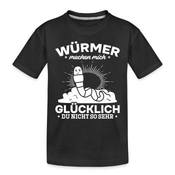 Würmer machen mich glücklich Du nicht so sehr - Kinder Premium Bio T-Shirt - Schwarz - Vorne