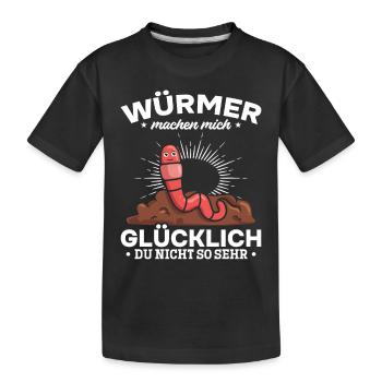 Würmer machen mich glücklich Du nicht so sehr - - Kinder Premium Bio T-Shirt - Schwarz - Vorne