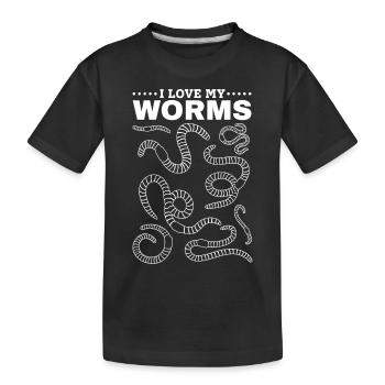 Worms Farmer Compost Worms Worm Farm I love - Kids' Premium Organic T-Shirt - black - Front