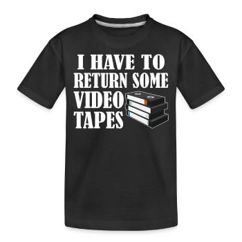 Video Cassette Tape Nineties Gift - Kids' Premium Organic T-Shirt - black - Front