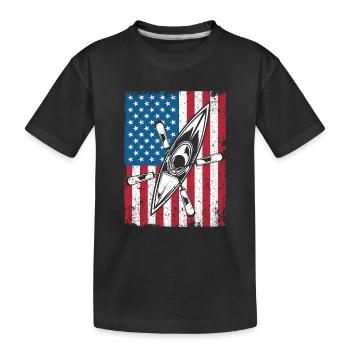 Kajak USA Flagge Lustige Amerikanische Kanu Kajak - Kinder Premium Bio T-Shirt - Schwarz - Vorne