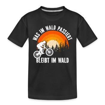 Mountainbike Wald Trail Waldweg Biker Downhill - Kinder Premium Bio T-Shirt - Schwarz - Vorne