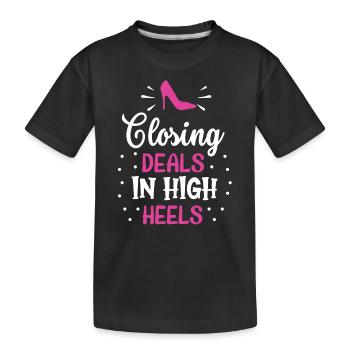 Business deals in high heels Brokers - Kids' Premium Organic T-Shirt - black - Front
