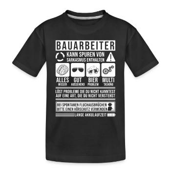 Bauarbeiter Baustelle - Kinder Premium Bio T-Shirt - Schwarz - Vorne