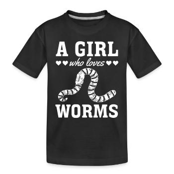 Nettes Wurmmädchen Ich Ein Mädchen, das Würmer - Kinder Premium Bio T-Shirt - Schwarz - Vorne
