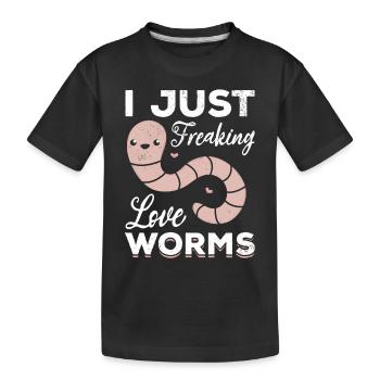 Netter Wurmliebhaber Ich liebe nur verdammte - Kinder Premium Bio T-Shirt - Schwarz - Vorne