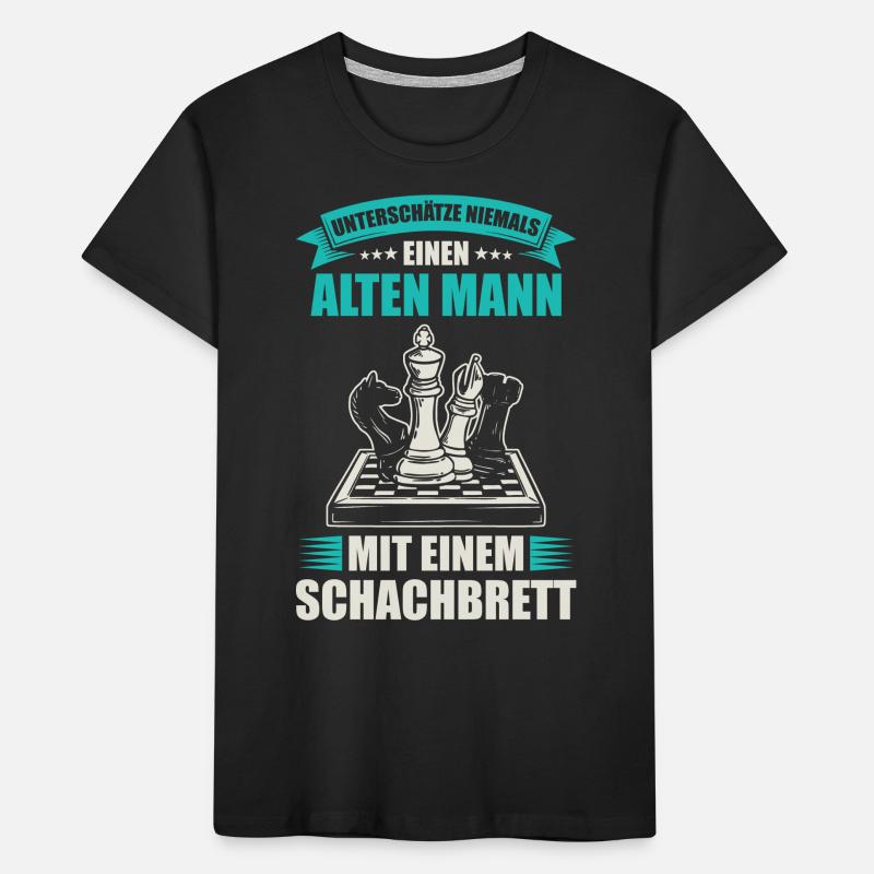Schach Alter Mann mit einem Schachbrett Kinder Premium Bio T-Shirt