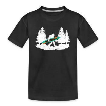 Bigfoot Kajak Paddeln See Wildwasser Kanu - Kinder Premium Bio T-Shirt - Schwarz - Vorne