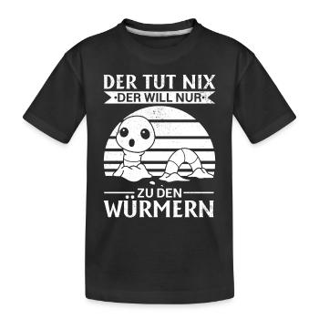 Lustiger Wurm I Der Tut Nix Der Will Nur Zu Den - Kinder Premium Bio T-Shirt - Schwarz - Vorne